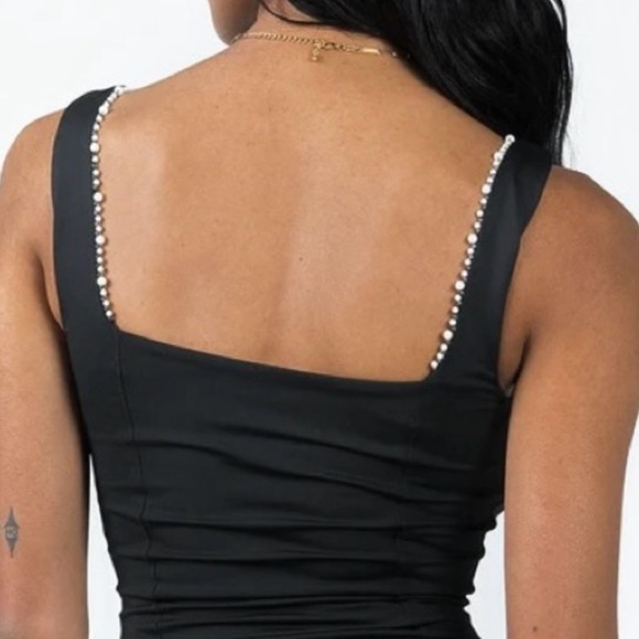 Princess Polly | Dayrell Black Bodysuit with Pearl Trim - Picture 3 of 11